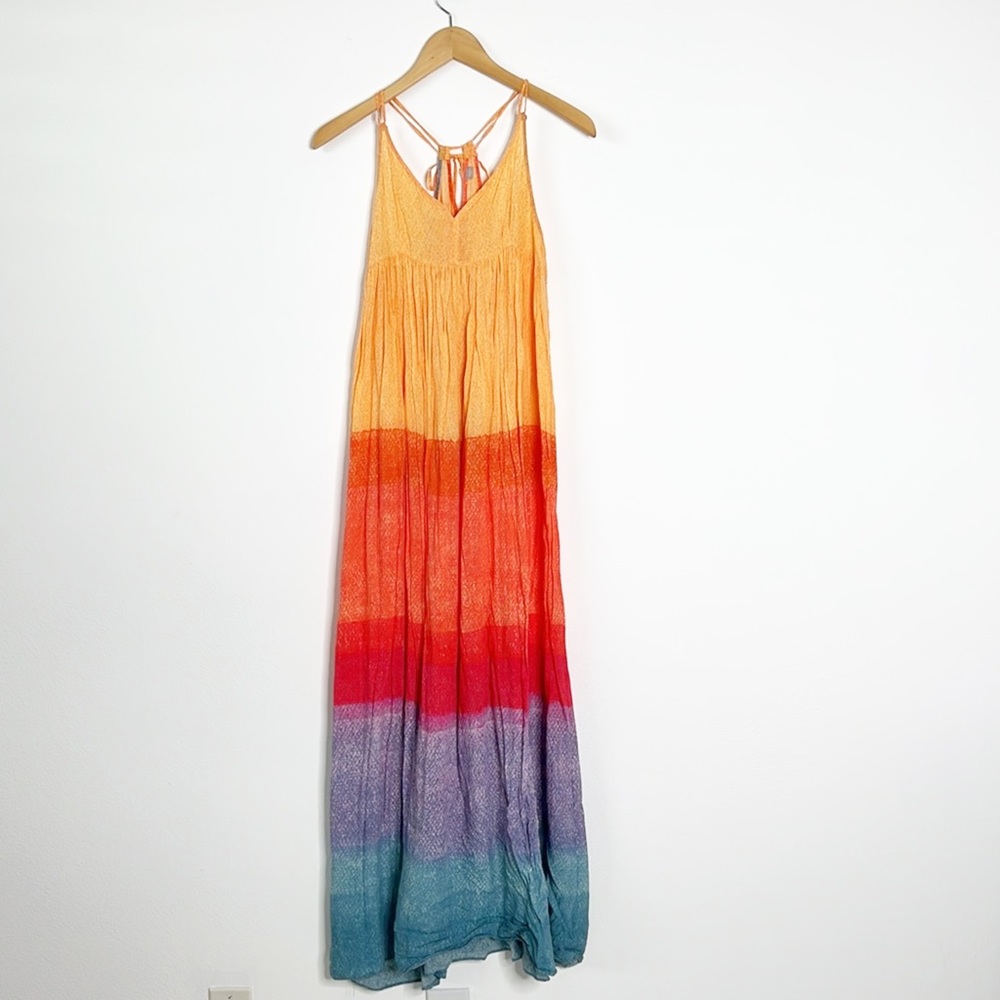 Anthropologie Carla Weeks Bohemian Sunset Rainbow Maxi Dress Size Small - Picture 4 of 12